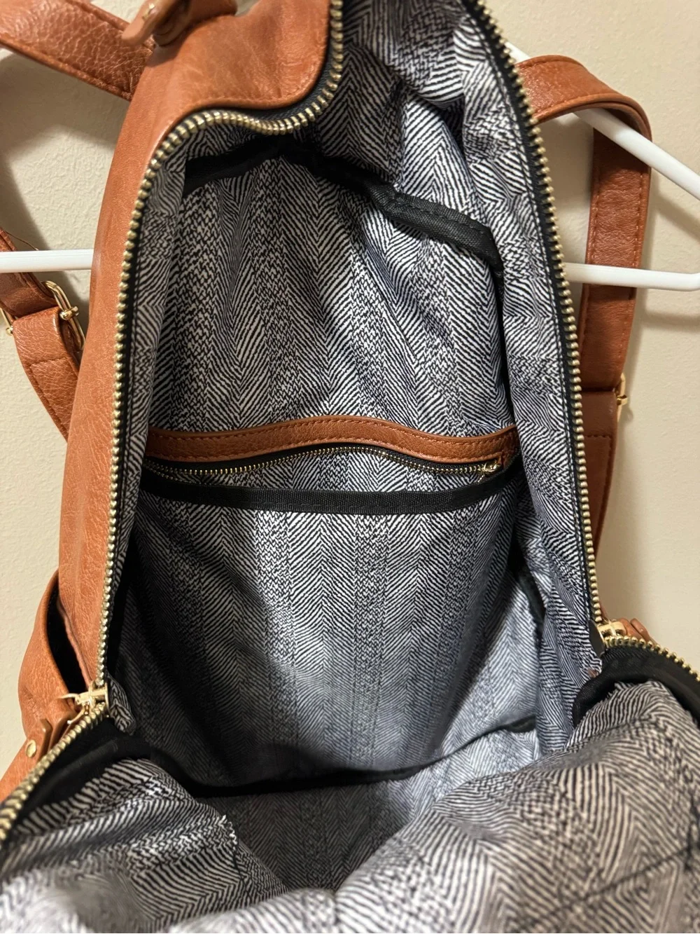 Madison West Brown Faux Leather Backpack